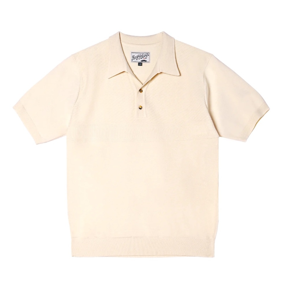 NWT BOGEY BOYS WOVEN POLO - CREAM SIZE L